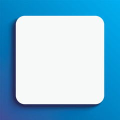 A white board with rounded corners sits on a blue background. Blank whiteboard with empty space for writing or drawing, vector illustration.