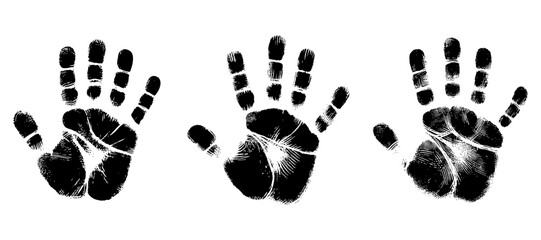 Hand palm print isolated on white background. Creative paint hands prints. Happy childhood design. bright human palm