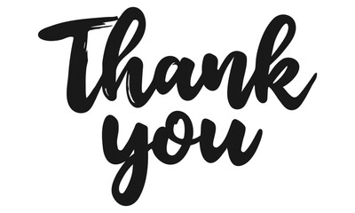 Thank you greeting card calligraphy black text . Invitation print design. Handwritten modern brush lettering white background isolated vector