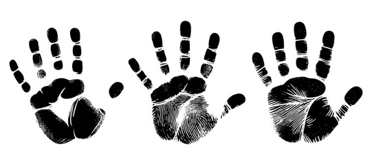 Hand palm print isolated on white background. Creative paint hands prints. Happy childhood design. bright human palm