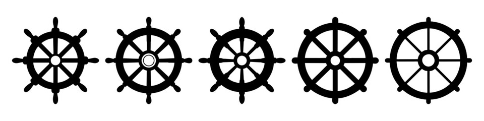 Set of steering wheel icon. Captain's steering wheel. Ship wheel. Isolated vector illustration on a white background © Vasyl Yurlov