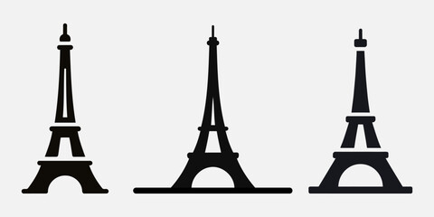 Eiffel tower black on a white background illustration. Olympics Paris
