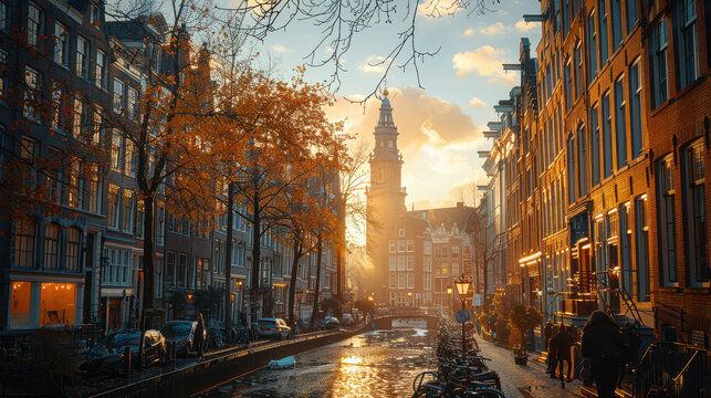 Capture the grandeur of Amsterdam, Netherlands created with Generative AI technology