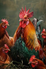 Roosters standing together