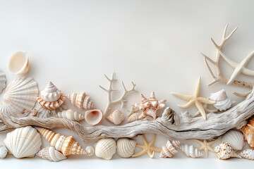 Obraz premium A coastal themed decor mockup with shells
