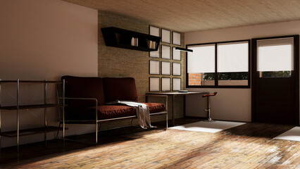 part of the loft room, 3d