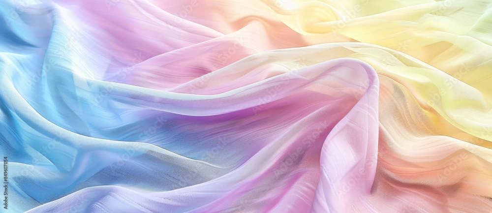 Poster wavy and colorful pastel fabric is creating abstract shapes while flowing. this background is perfec