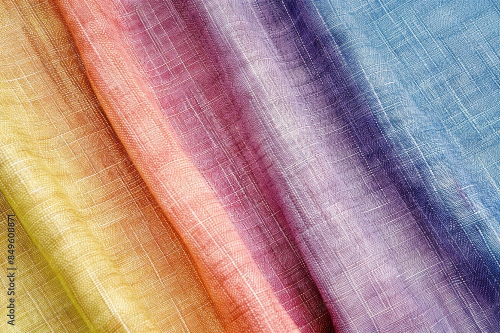 Aufkleber different pieces of linen fabric folded diagonally creating a gradient of warm colors from yellow to
