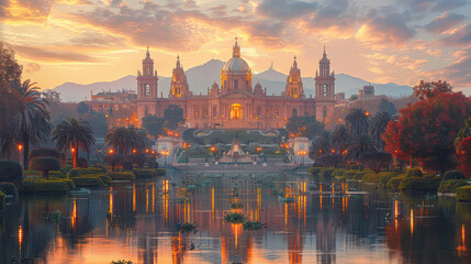 Obraz premium Capture the grandeur of Barcelona, Spain created with Generative AI technology