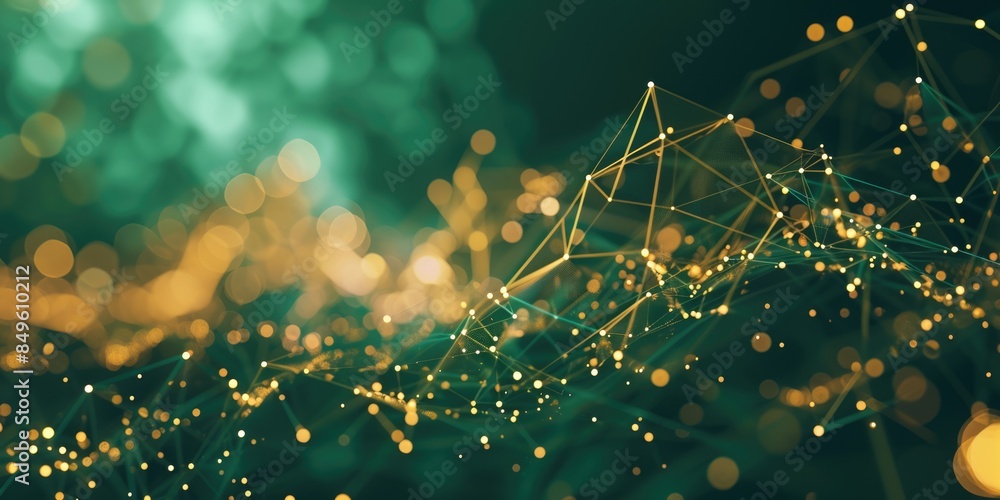 Poster the yellow bright sphere shape object that has been connected with the link of the green line that p