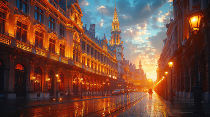 Fototapeta premium Capture the grandeur of Brussels, Belgium created with Generative AI technology