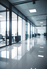 blurry modern glass office space background
