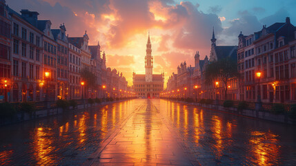 Obraz premium Capture the grandeur of Brussels, Belgium created with Generative AI technology