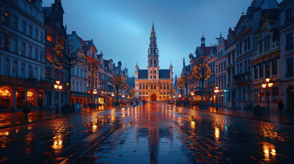 Naklejka premium Capture the grandeur of Brussels, Belgium created with Generative AI technology