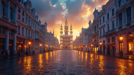 Fototapeta premium Capture the grandeur of Brussels, Belgium created with Generative AI technology