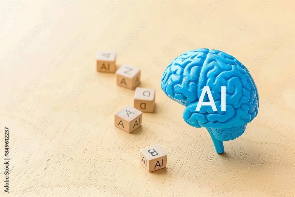 Poster creative ai brain model with colorful elements, representing artificial intelligence, cognitive comp