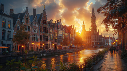 Naklejka premium Capture the grandeur of Brussels, Belgium created with Generative AI technology
