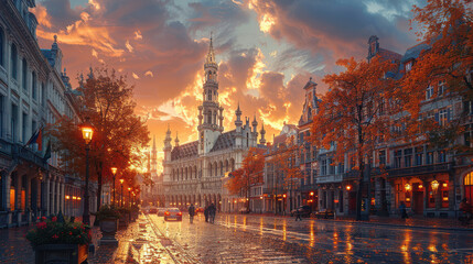 Fototapeta premium Capture the grandeur of Brussels, Belgium created with Generative AI technology