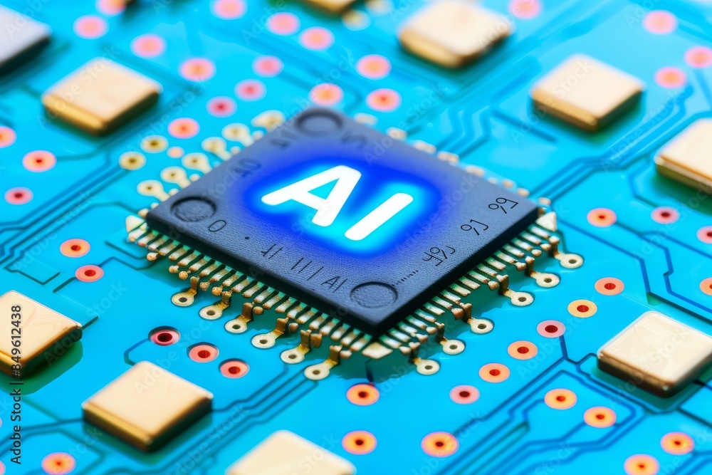 Poster hands holding ai brain model, representing artificial intelligence, cognitive computing, and innovat