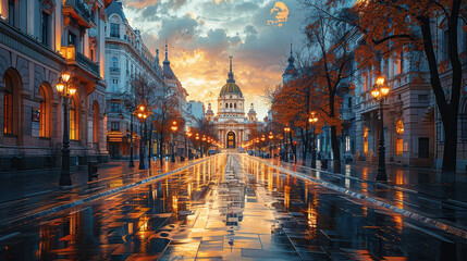 Fototapeta premium Capture the grandeur of Bucharest, Romania created with Generative AI technology