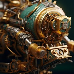 Close-up of a steampunk mechanical device, high detail