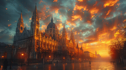 Naklejka premium Capture the grandeur of Budapest, Hungary created with Generative AI technology