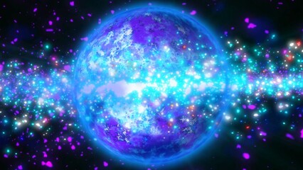 bright planet rotates against the background of the galaxy  © Olga