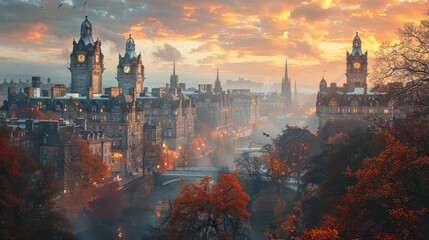 Capture the grandeur of Edinburgh, United Kingdom created with Generative AI technology
