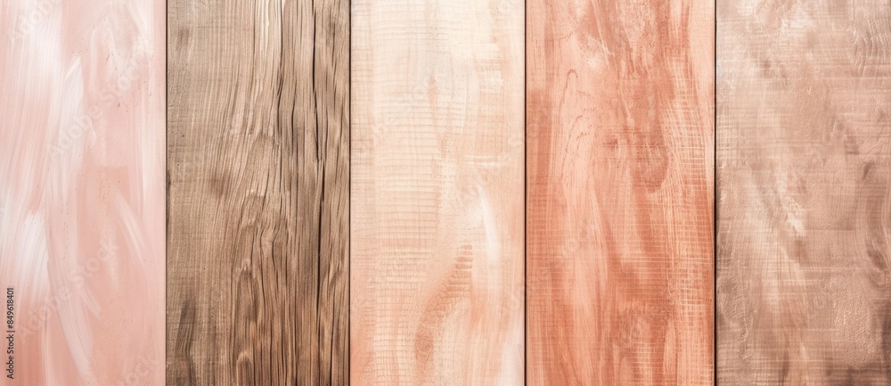 Poster textured background is formed by wooden boards of different shades of brown, creating a visually app