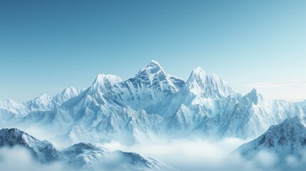 Naklejka premium Snow-covered mountain peaks, a serene landscape perfect for travel, adventure, and nature-themed visuals.