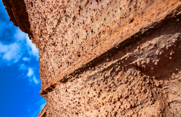 Layered weathered red sandstone rock formations