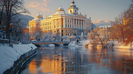 Fototapeta premium Capture the grandeur of Ljubljana, Slovenia created with Generative AI technology