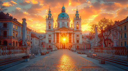 Fototapeta na wymiar Capture the grandeur of Ljubljana, Slovenia created with Generative AI technology