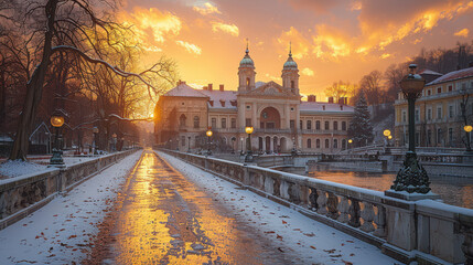 Fototapeta premium Capture the grandeur of Ljubljana, Slovenia created with Generative AI technology