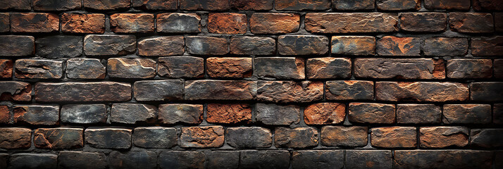 Obraz premium Textured brick wall with varied orange hues, illustrating an aged, rustic, and authentic urban backdrop.