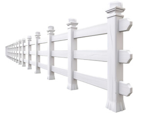 Naklejka premium White durable wooden fence on white background