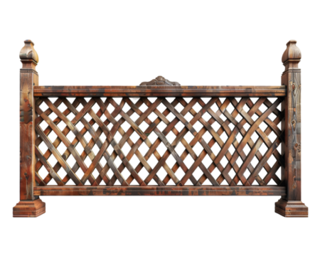 Lattice fence with lattice top on white background