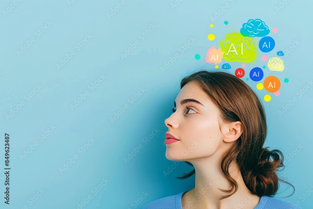 Poster ai brain with digital connections, representing artificial intelligence, cognitive computing, and in