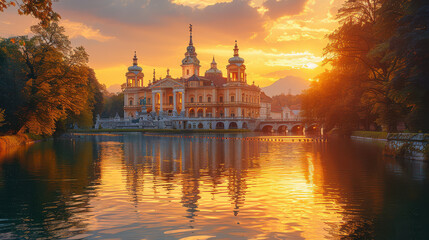 Obraz premium Capture the grandeur of Ljubljana, Slovenia created with Generative AI technology