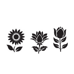 Silhouettes Flower icon set , Abstract botanical flower icon.vector botany  floral design.