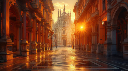 Fototapeta premium Capture the grandeur of Milan, Italy created with Generative AI technology