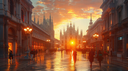 Capture the grandeur of Milan, Italy created with Generative AI technology