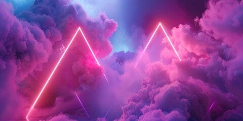 Neon Triangle Clouds Sky