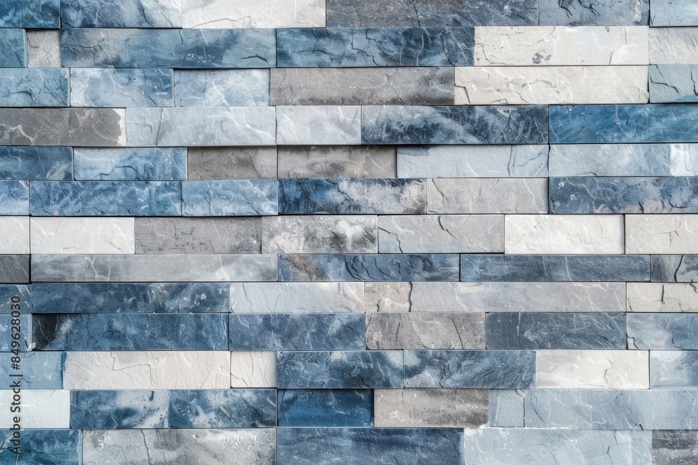 Poster modern cladding stone tiles forming a textured wall background with a pattern of rectangular shapes 