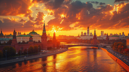 Naklejka premium Capture the grandeur of Moscow, Russia created with Generative AI technology