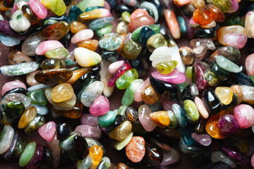 Tourmaline. Texture of jewelry made of stone. Selective focus