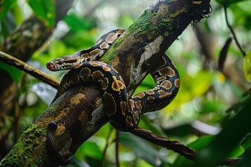 Blue Snake Slithering in Tall Grass