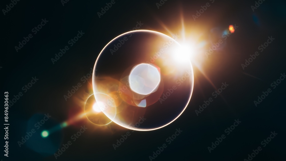 Poster a close up of a circular object with bright light shining through it, ai