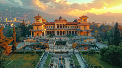 Fototapeta premium Travel Concept of Podgorica, Montenegro created with Generative AI technology