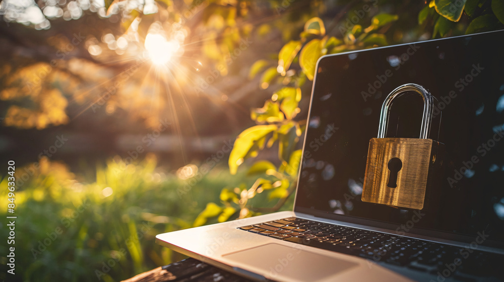 Poster securing sensitive data on a computer while reaping the rewards of outdoor work